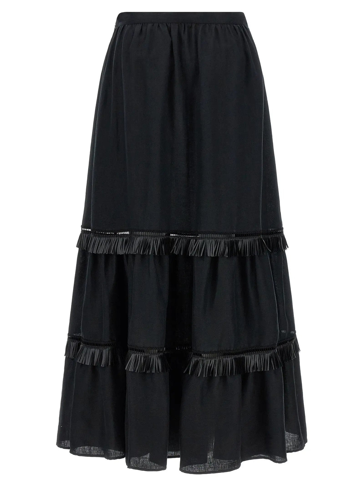 Kiton Black Linen Mini Skirt