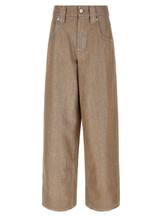 Brunello Cucinelli Beige Cotton Relaxed Fit Jeans