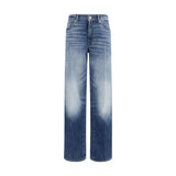 Load image into Gallery viewer, 7FOR Blue Cotton Straight-Leg Jeans
