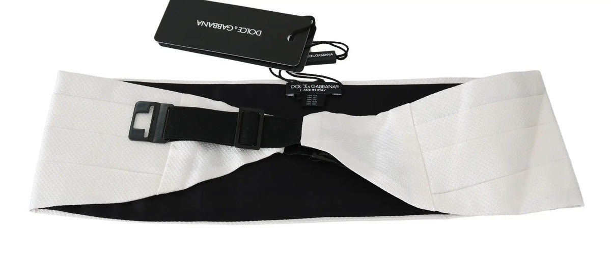 Dolce & Gabbana White Men Waist Belt 100% Silk Cummerbund