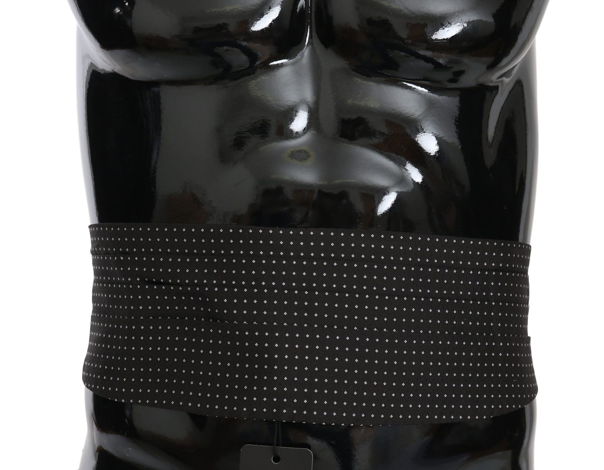 Dolce & Gabbana Dark Gray Dotted Waist Belt Silk Cummerbund