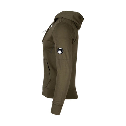 Cp Company 16cm Hooded Lens Full Zip Lens In Ivy Green