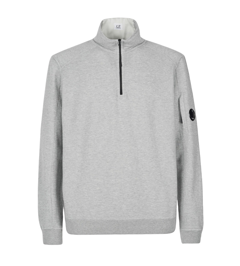 Cp Company Light Fleece Lens Quarter Zip In Grey