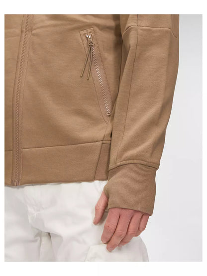 Cp Company Polo Collar Full Zip In Lead Grey