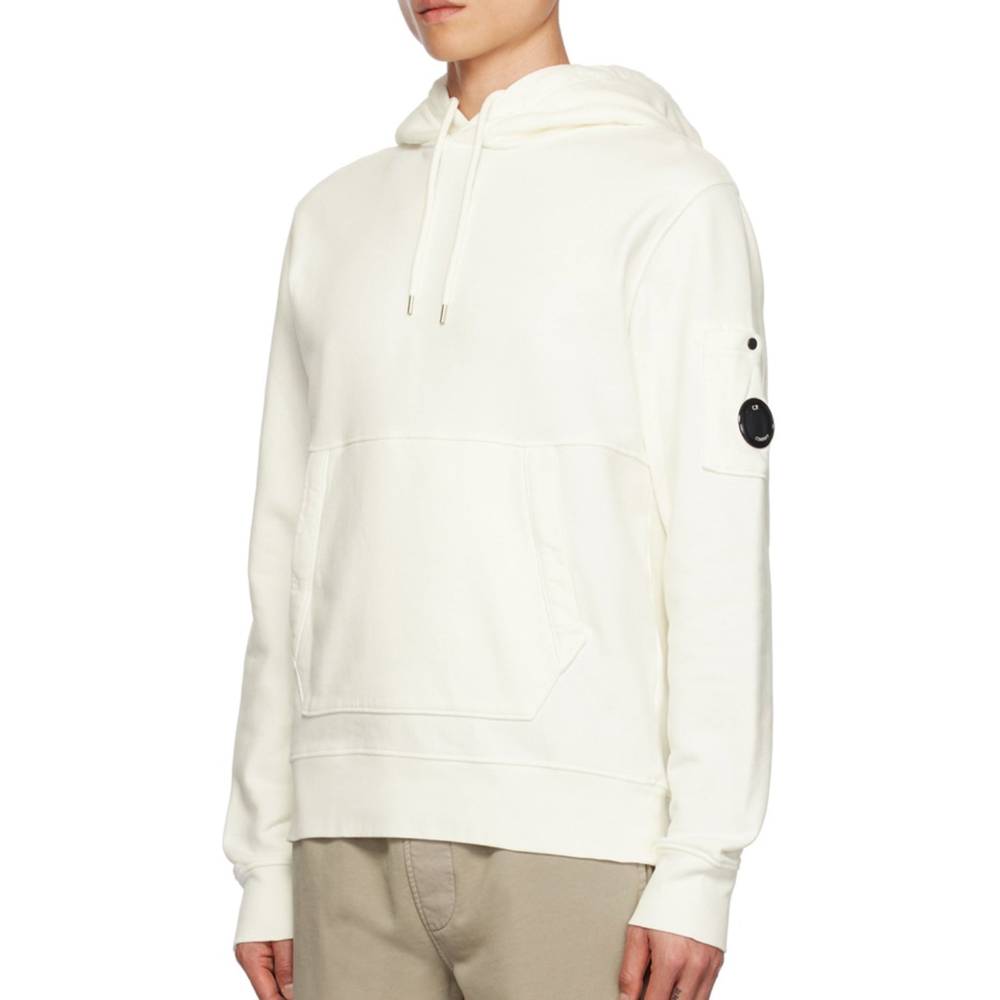 Cp Company Resist Dyed Brushed Emerised Lens Overhead Hoodie In White