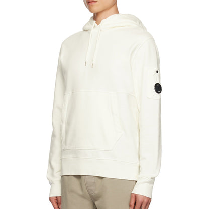 Cp Company Resist Dyed Brushed Emerised Lens Overhead Hoodie In White