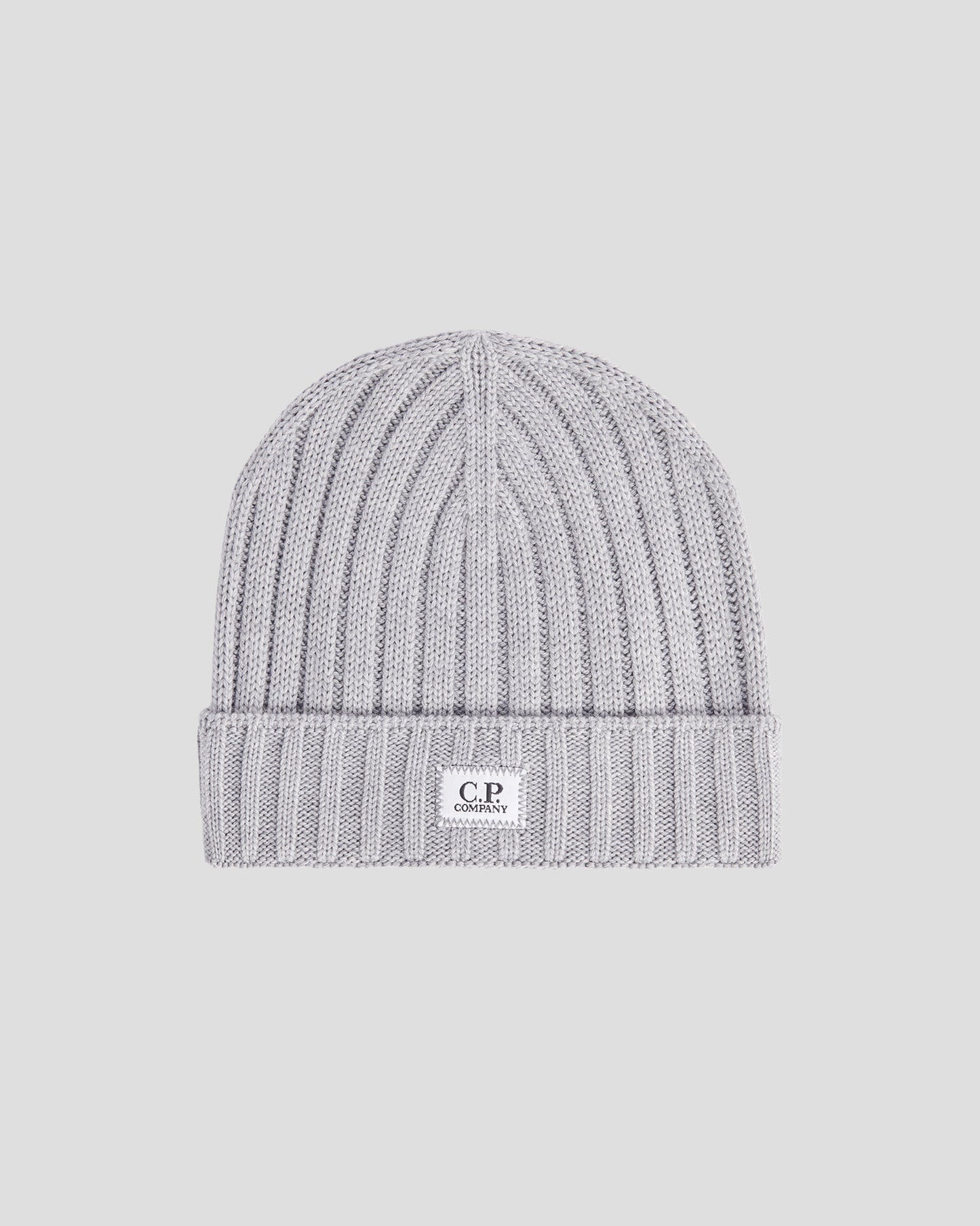 Extra Fine Merino Wool Logo Beanie Grey Melange