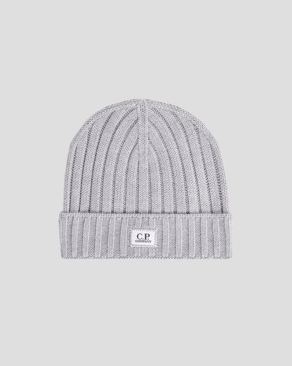 Extra Fine Merino Wool Logo Beanie Grey Melange