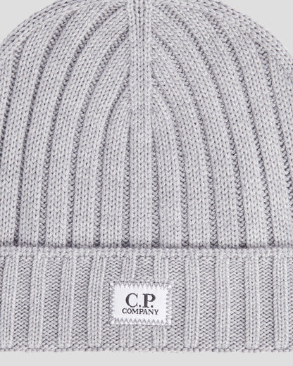 Extra Fine Merino Wool Logo Beanie Grey Melange