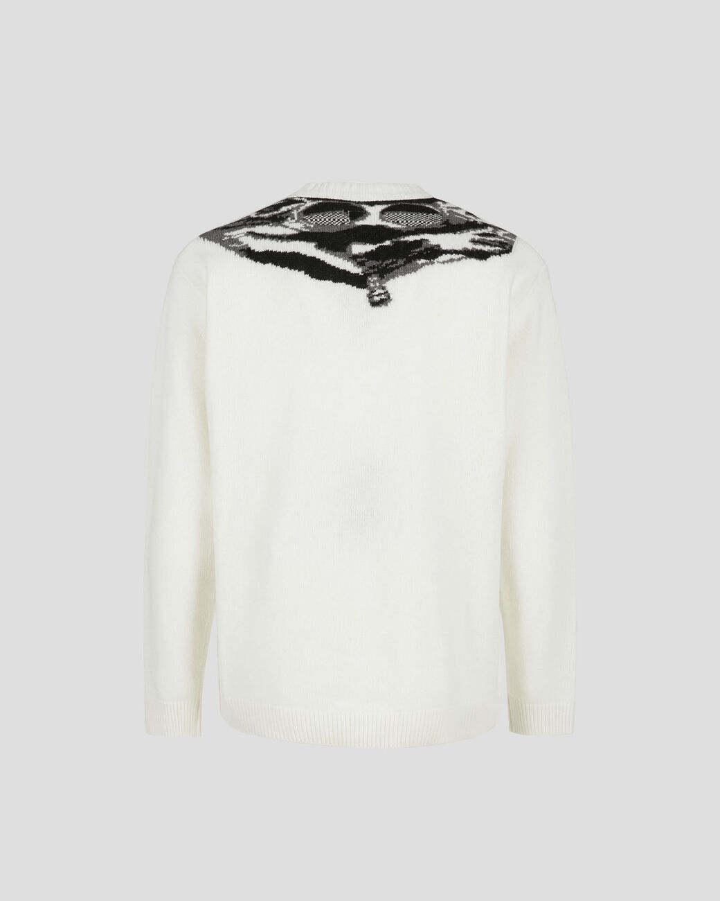 Lambswool Jacquard Goggle Knit Gauze White