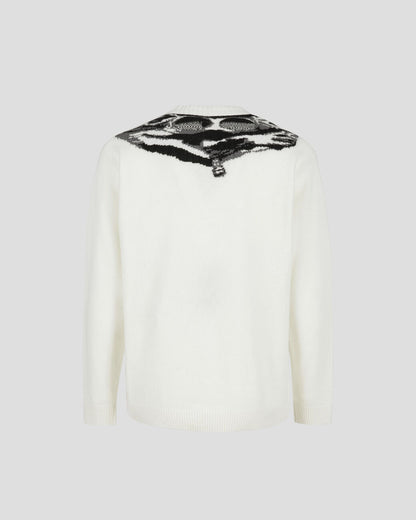 Lambswool Jacquard Goggle Knit Gauze White