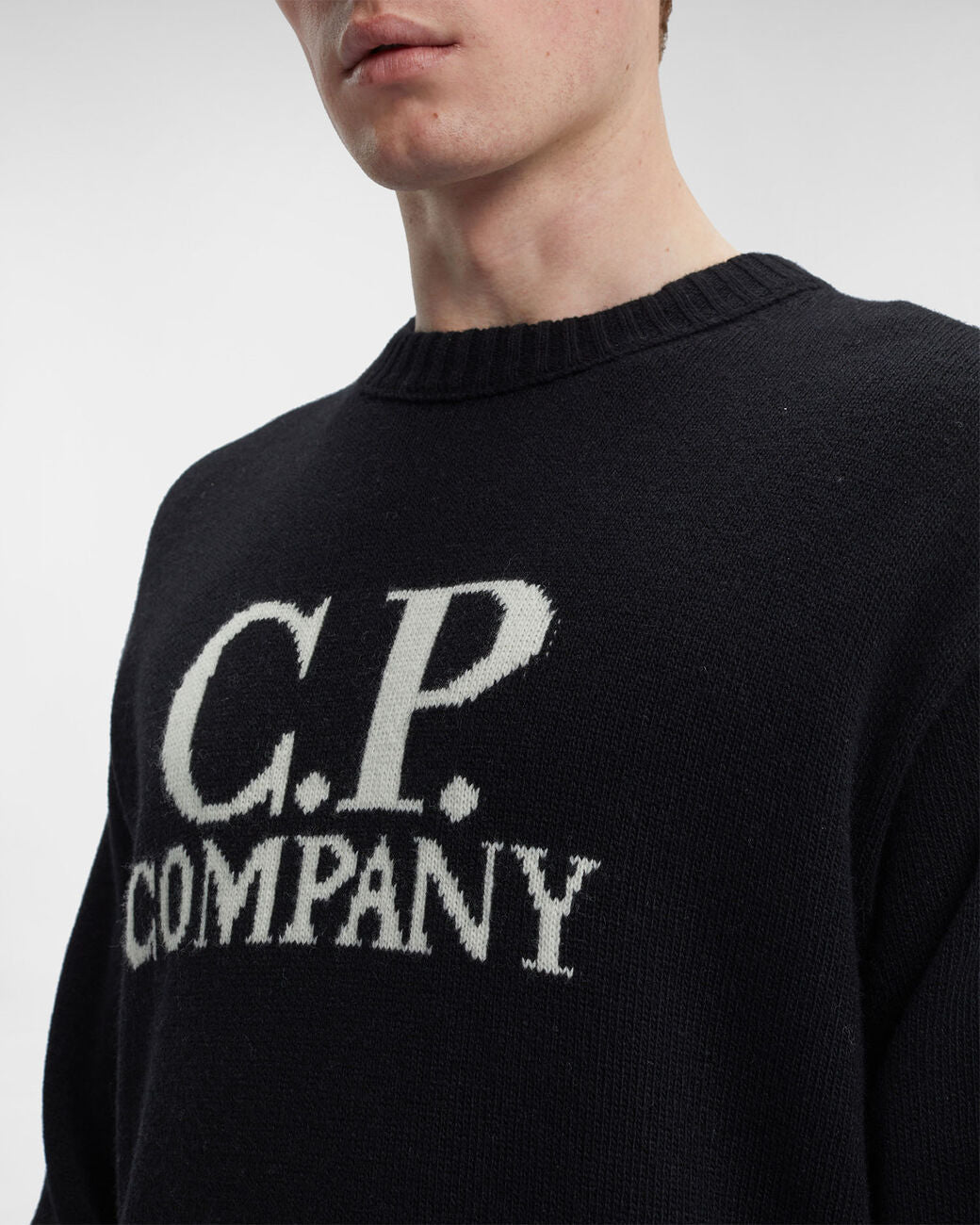 Lambswool Jacquard Goggle Knit Black