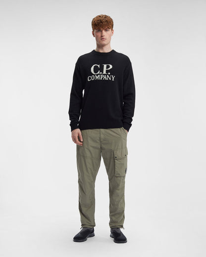 Lambswool Jacquard Goggle Knit Black