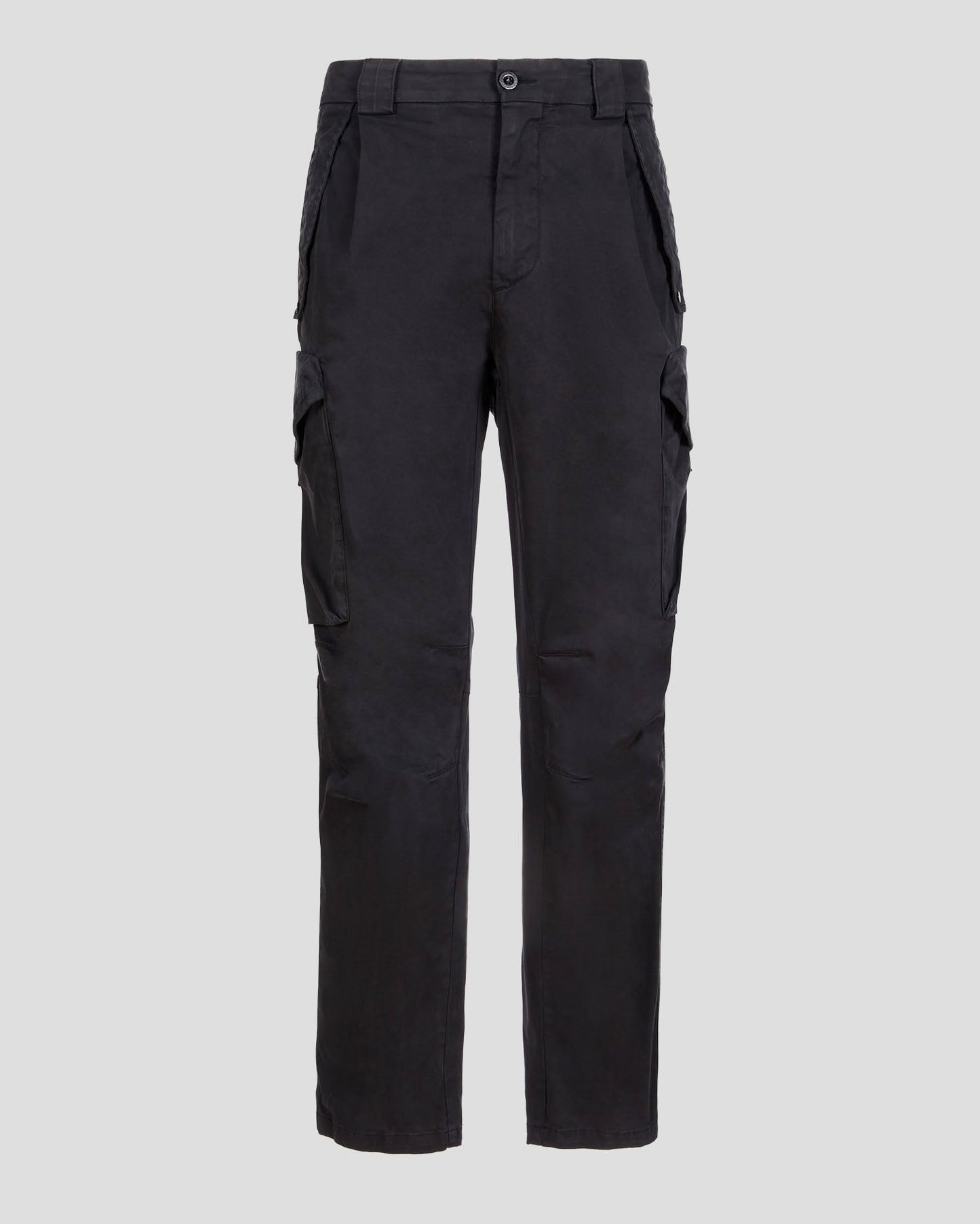 Stretch Sateen Pants Loose Fit Black