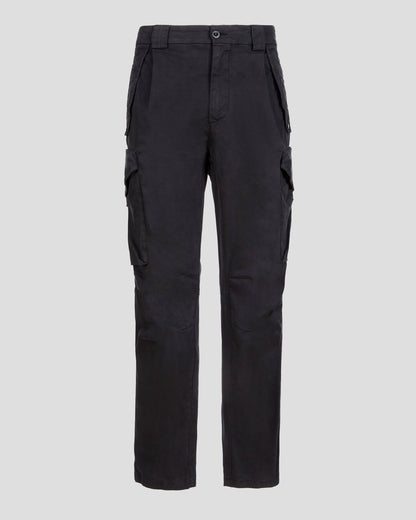 Stretch Sateen Pants Loose Fit Black