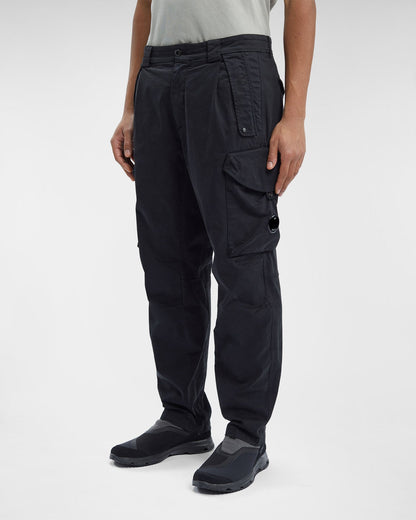 Stretch Sateen Pants Loose Fit Black