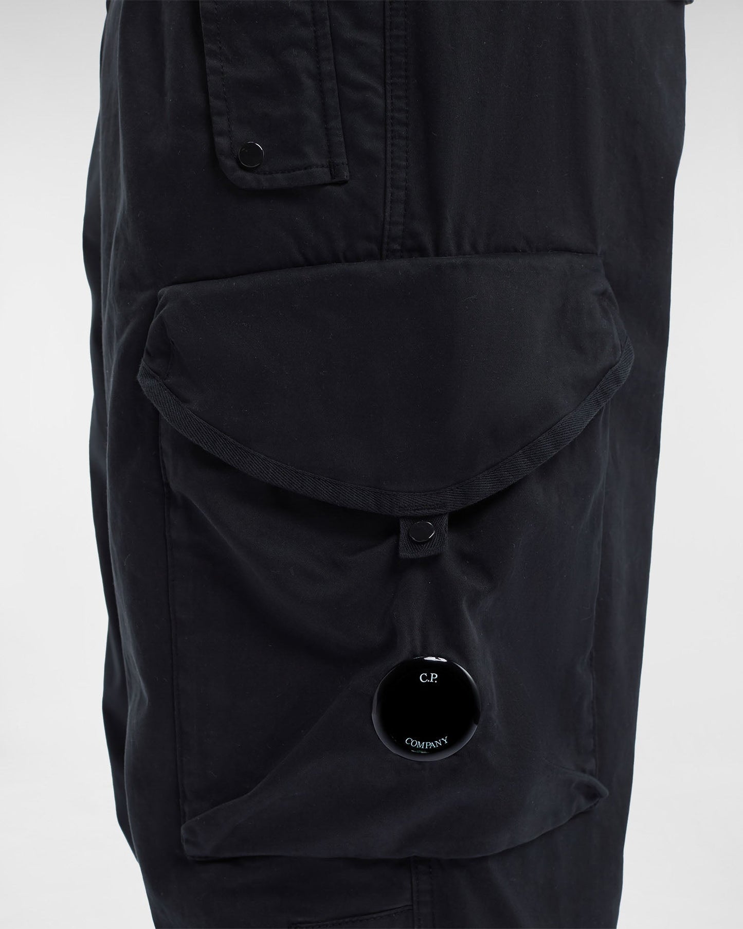 Stretch Sateen Pants Loose Fit Black