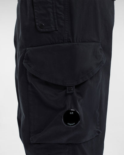 Stretch Sateen Pants Loose Fit Black