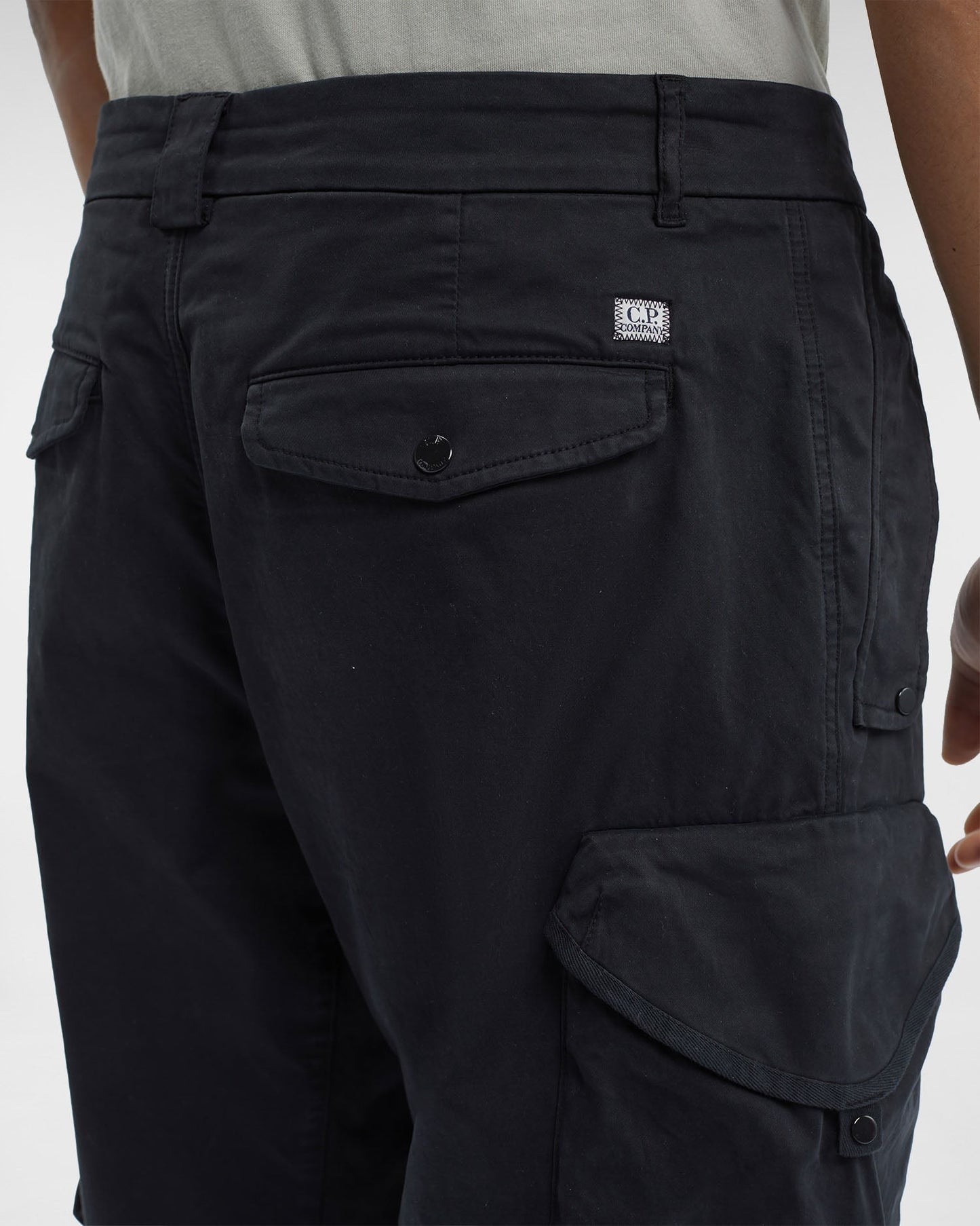 Stretch Sateen Pants Loose Fit Black