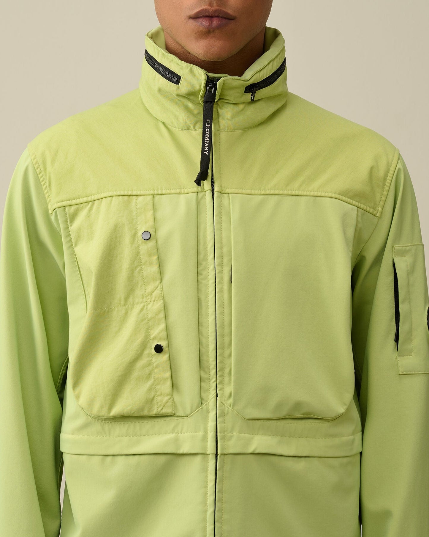 Cp Company Gd Shell Mixed Jacket In White Pear Green