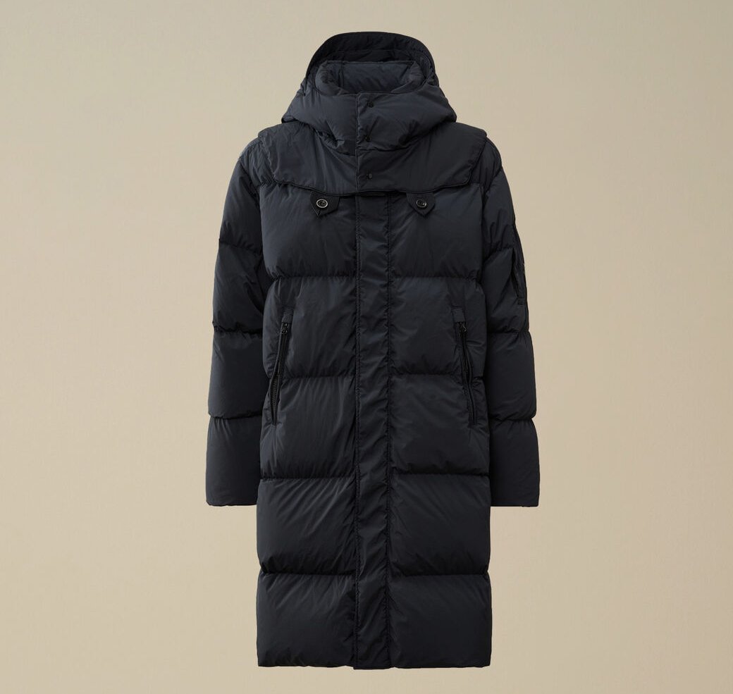 Nycra-R Buttoned Hood Long Down Jacket Black Sand