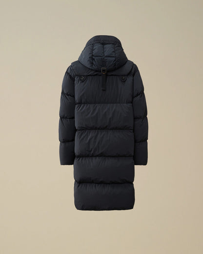 Nycra-R Buttoned Hood Long Down Jacket Black Sand