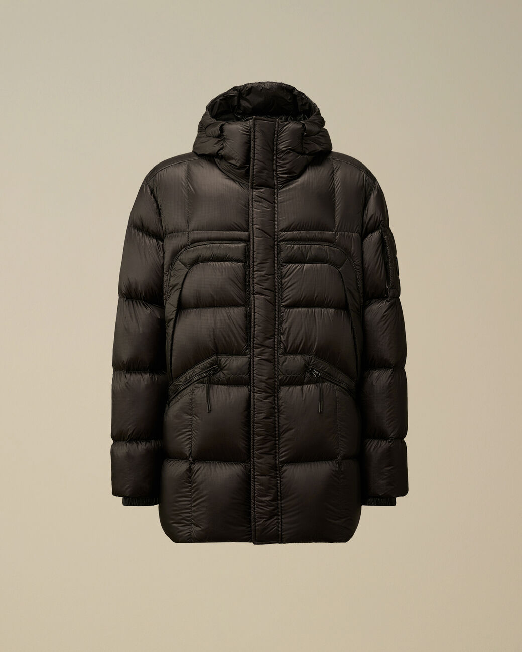 D.D. Shell Hooded Long Down Jacket Black
