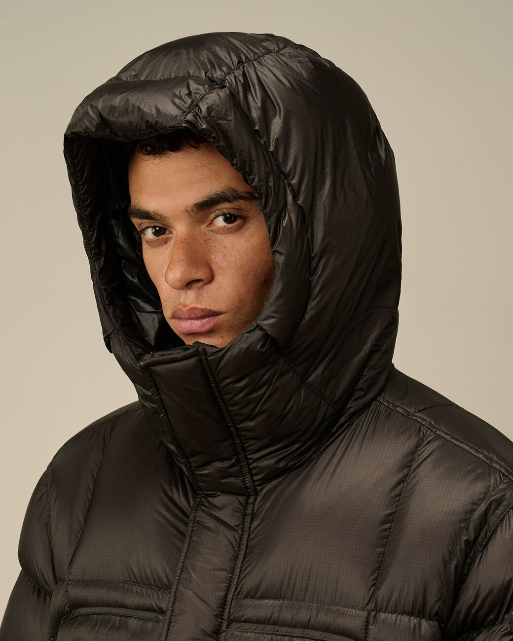 D.D. Shell Hooded Long Down Jacket Black