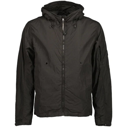 Cp Company Flatt Nylon Reversible Hooded Lens Jacket In Black