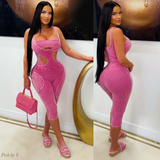 Load image into Gallery viewer, Demi cut out ribbed romper (Pink)