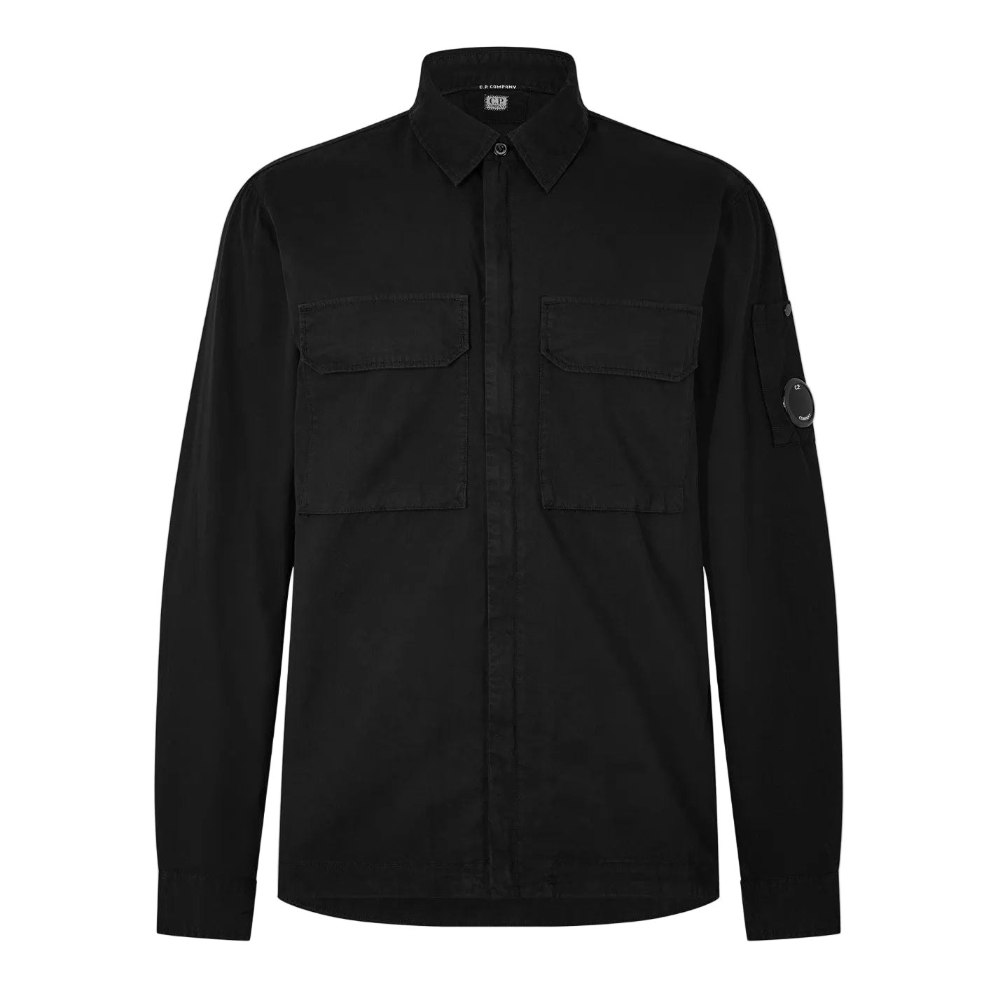 Cp Company 090U Organic Gabardine Lens Zip Overshirt In Black