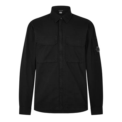 Cp Company 090U Organic Gabardine Lens Zip Overshirt In Black