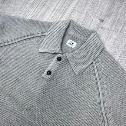 CP Company Chenille Knit Polo - Flint Grey