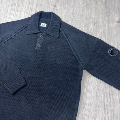 CP Company Chenille Knit Polo - Navy