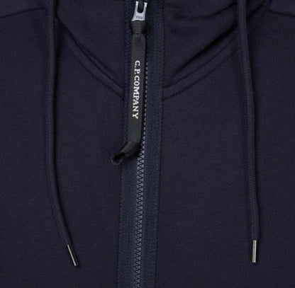 Cp Company Goggle Full Zip Hoodie In Navy