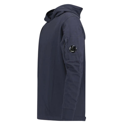 Cp Company Light Fleece Lens Overhead Hoodie In Navy