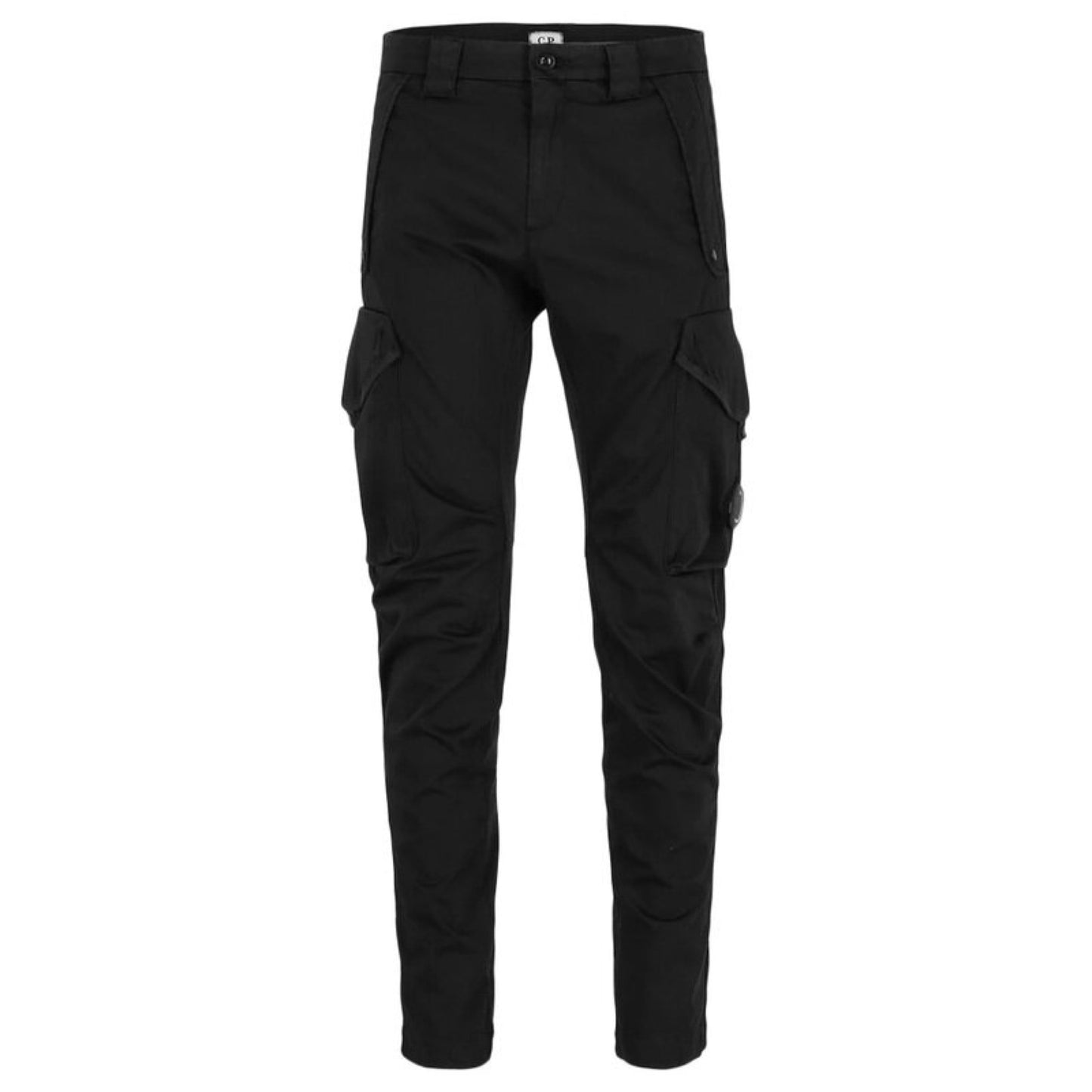 Cp Company 058A Stretch Satin Lens Cargo Pants In Black