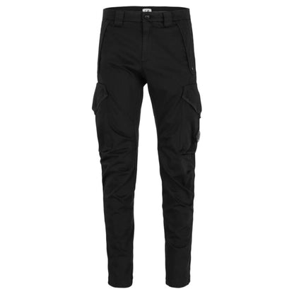 Cp Company 058A Stretch Satin Lens Cargo Pants In Black