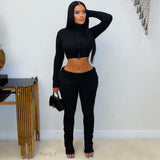 Load image into Gallery viewer, Nelle rib pants set (Black)