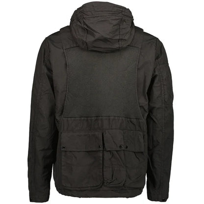Cp Company Flatt Nylon Reversible Hooded Lens Jacket In Black
