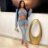 Load image into Gallery viewer, Rue crystal cut jeans (Blue)