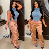 Load image into Gallery viewer, Juva satin cargo pants (Nude)