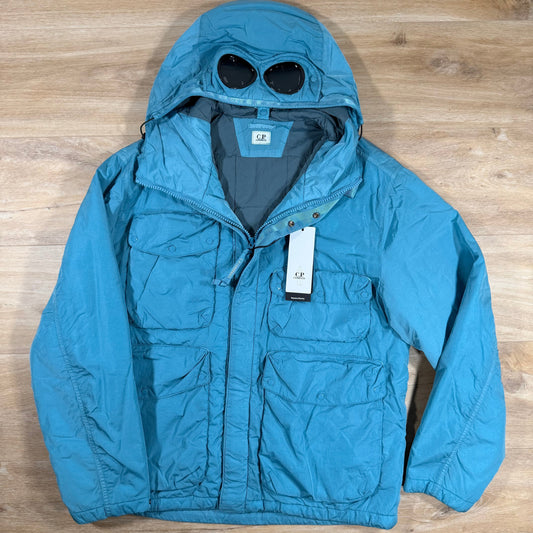 C.P. Company Chrome-R Padded Goggle Jacket in Aegean Blue