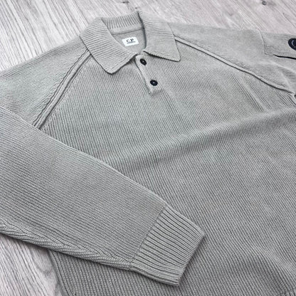 CP Company Chenille Knit Polo - Flint Grey