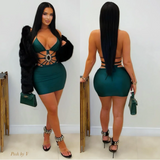Load image into Gallery viewer, Fevine mini dress (Emerald/silver)