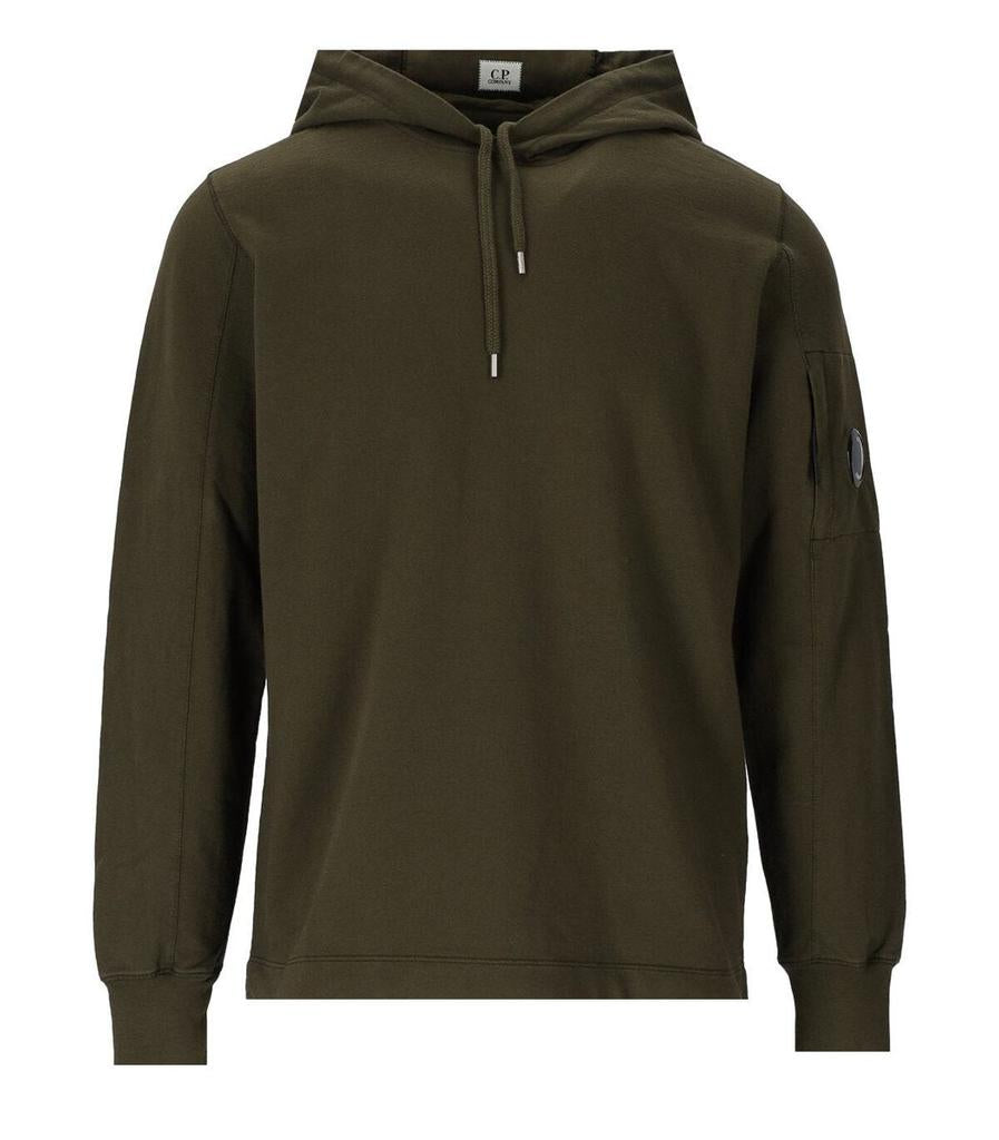 Cp Company Light Fleece Lens Overhead Hoodie In Ivy Green