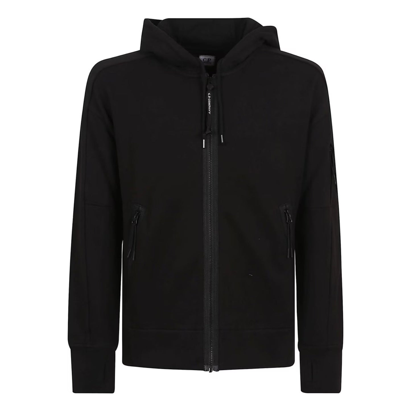 Cp Company 025A Diagonal Raised Lens Full Zip Hoodie In Black