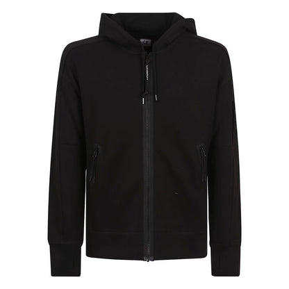 Cp Company 025A Diagonal Raised Lens Full Zip Hoodie In Black