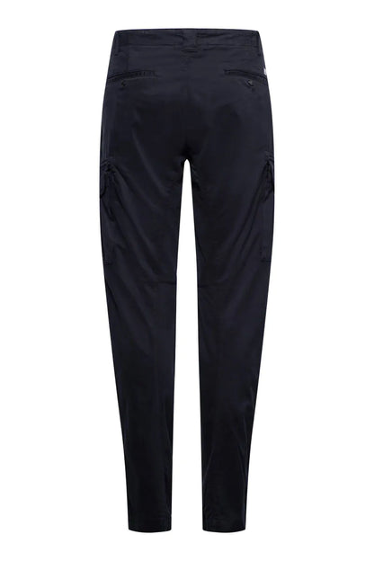 Cp Company 117A Stretch Satin Logo Cargo Pants In Navy
