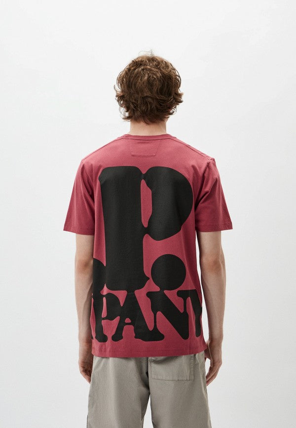 Cp Company 144A 30/1 Jersey Wrap Graphic Logo T-Shirt In Red Bud